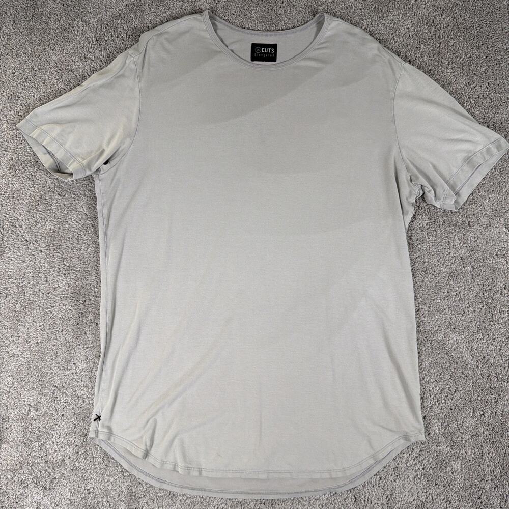 Cuts Shirt Mens XL Gray Elongated Short Sleeve Pyca Pro Curved Hem Work Out